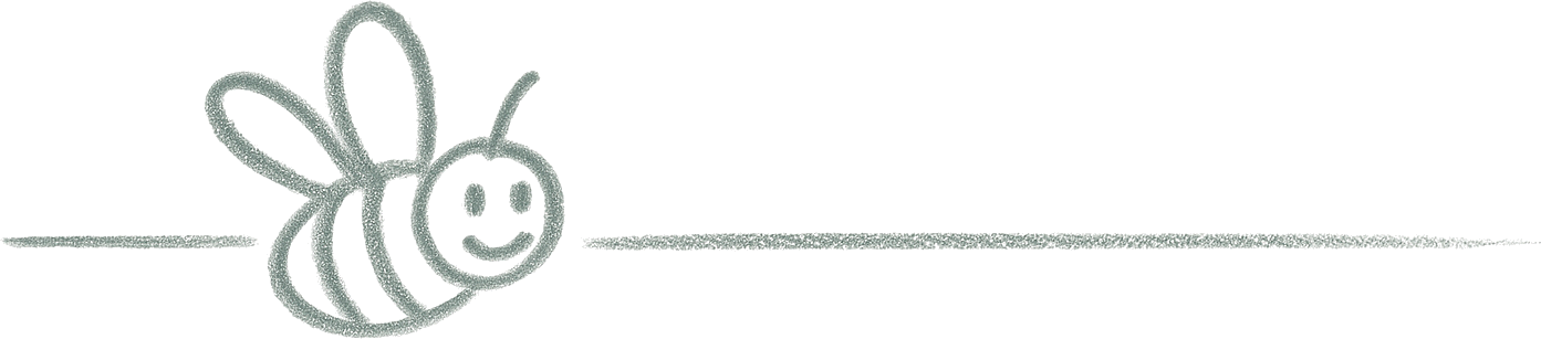 Trennlinie mit handgezeichneter Biene links für Blogbeiträge.